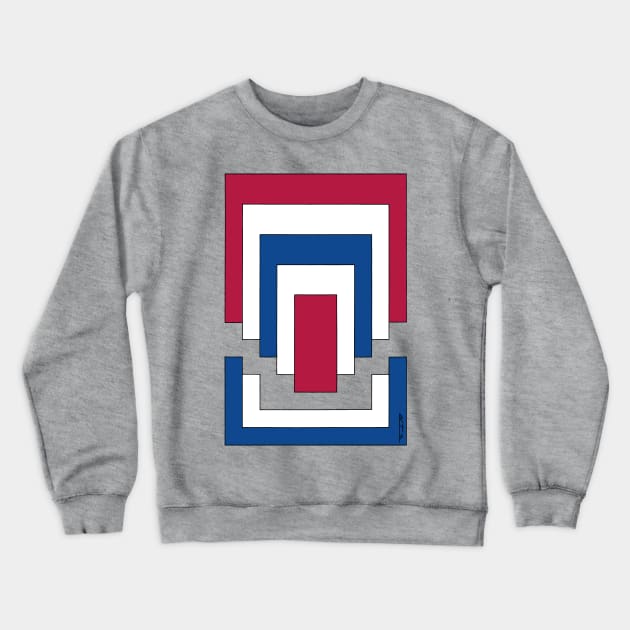 Rectangle Abstract in Red, White, and Blue Crewneck Sweatshirt by AzureLionProductions